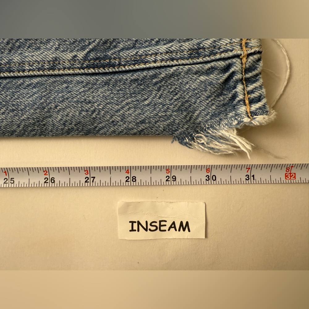 American Eagle Women's Super High Rise Baggy Wide Leg Blue Jeans Raw Hem 000/XXS - Picture 13 of 15